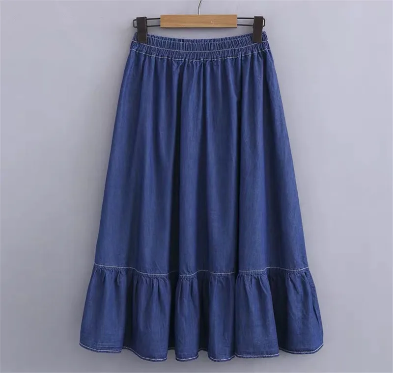 Брендовая Осенняя джинсовая юбка с оборками 2021 модные корейские женские