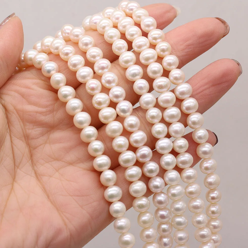 

Natural Fresh Water White Pearl Punch Beads 7-8mm DIY for Jewelry Making Necklaces Accessories Bracelet Earrings Gift