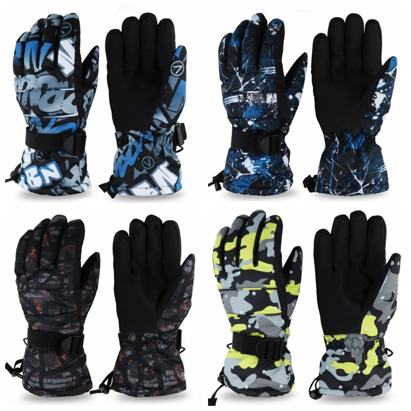 

Kids Ski Snowboard Gloves Anti-slip Waterproof Winter Snow Warm Fleece Men Women Motorcycle Snowmobile Riding Gloves