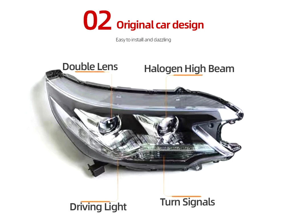 1 пара автомобильный головной светильник s для Honda crv 2012 2013 светодиодный головной светильник для CRV Головной фонарь СВЕТОДИОДНЫЙ дневной ходовой светильник DRL Bi-Xenon HID