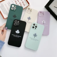 square liquid silicone maple leaf phone case for iphone 12 11 pro x xs max xr 8 7 6 6s plus se2 soft anti fall protective case