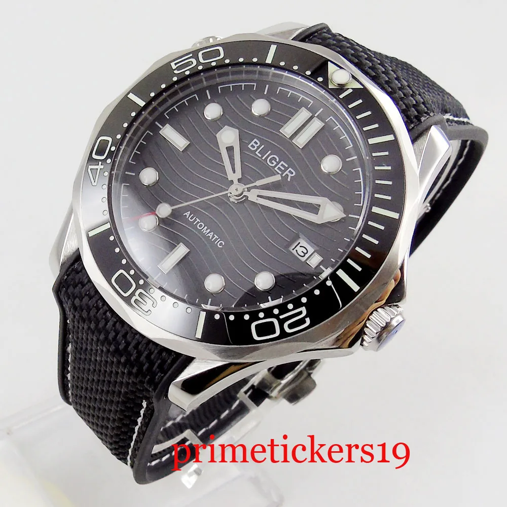 

Bliger 41mm Black Dial Sapphire Crystal NH35A MIYOTA 8215 PT5000 Automatic Movement Ceramic Bezel Luminous Marks And Hand