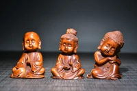 3chinese folk collection seikos boxwood three saints of the west set baby buddha gather wealth office ornaments town house