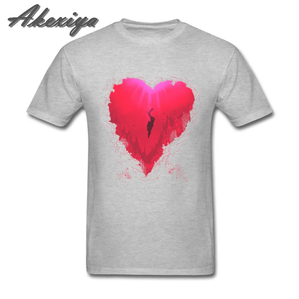 

Dive into your heart men t-shirt Summer Short Sleeve T Shirt Boyfriend's Gift Valentine's Day present Unique tee Euro Size S-3XL