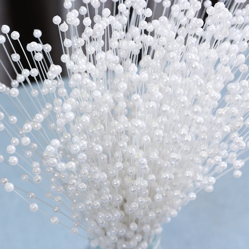 

10pcs Wedding Decoration Handmade Pearl Beads String Bouquet Bride Party Table Center Supplies Jewelry Candy Box Holding Flower