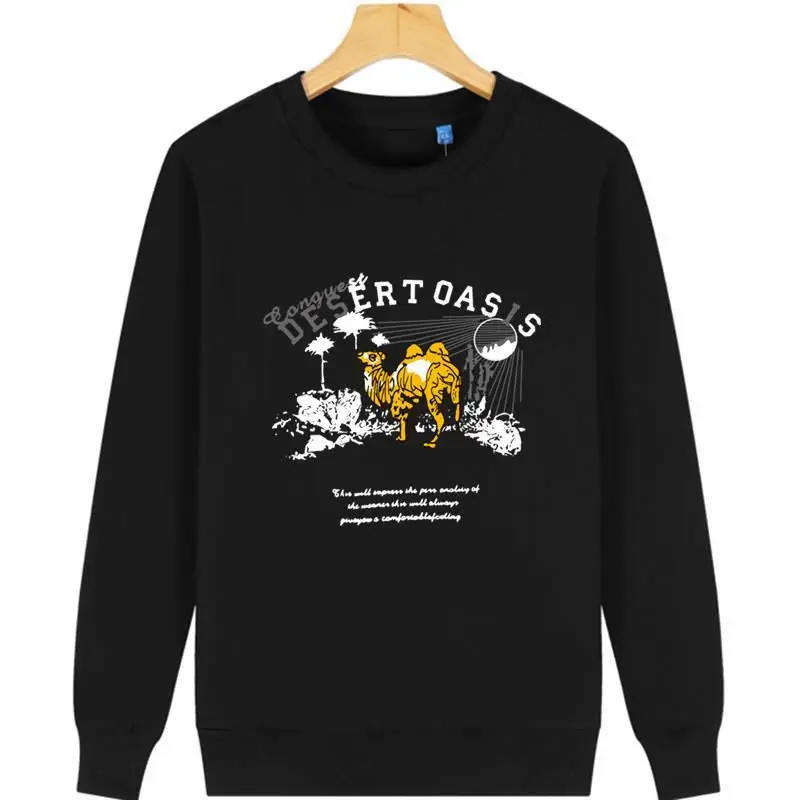 

Young autumn men's long sleeve T-shirt round neck loose Large Print bottom coat autumn men's wear