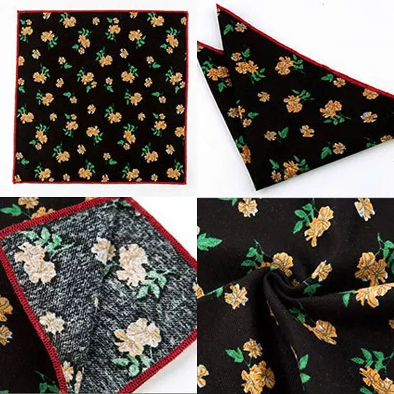 

1PC Vintage Pocket Square Handkerchief Floral Printed Cloth Towels Hanky Smooth Men's Pocket Square Fashion Kerchief Accessories