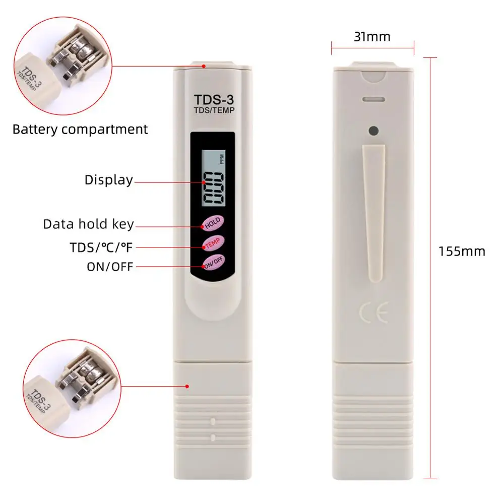 Портативный Цифровой TDS измеритель yieryi + PH метр с ATC тестером качества воды и