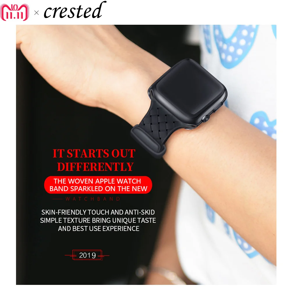 Тканый ремешок для Apple watch 44 мм 40 iWatch 42 38 силиконовый часов Браслет 4 5 3 2 1