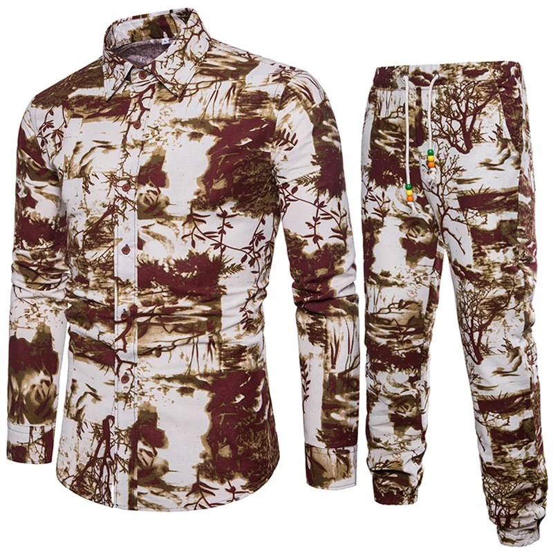 Мужской праздничный костюм стиль растения деревья одежда с принтом высокое