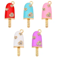 jq 20pcs cartoon colourful enamel ice cream charm for jewelry diy making fashion crafting necklace bracelet pendant accessories