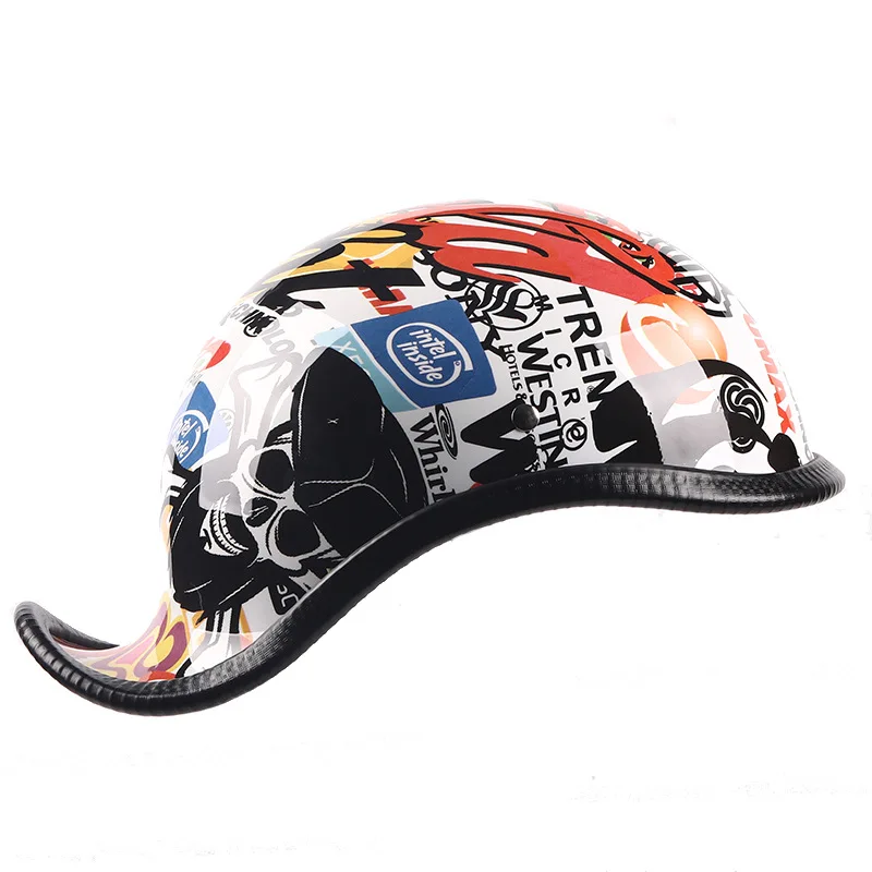 Шлем изогнутой формы Новый мотоциклетный шлем с открытым лицом Ретро полушлем