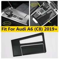 yimaautotrims transmission stalls shift gear gearshift panel cover trim abs matte carbon fiber look for audi a6 c8 2019 2022