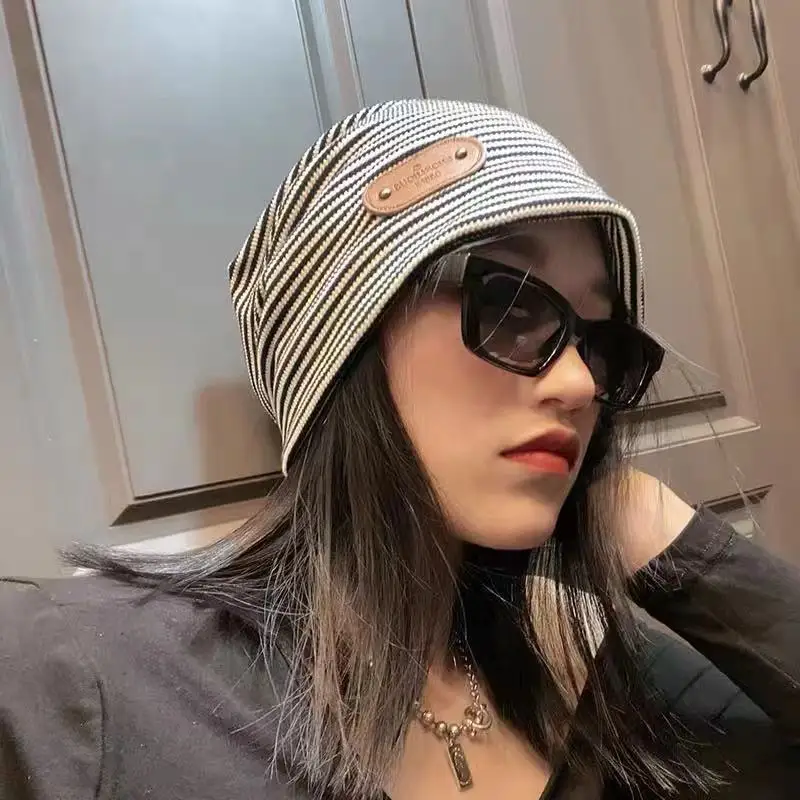 

New Year Beanie Hats for Women Winter Hat Striped Pattern Trend Skullies Beanies Bonnet Femme Cap Warm Knitted Hip Hop Cap