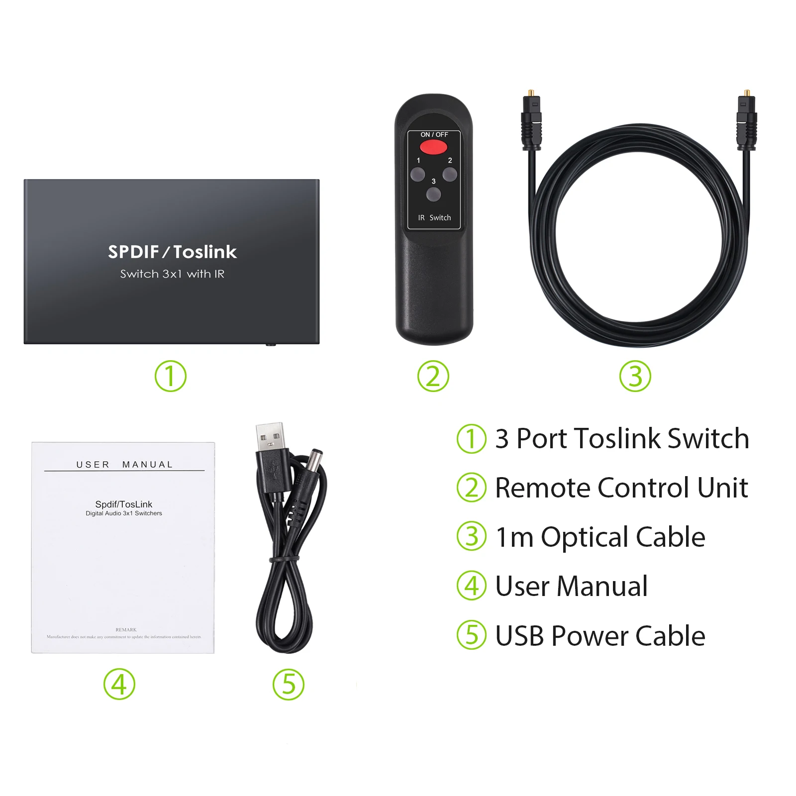 Цифровой оптический переключатель prosor SPDIF/TOSLINK оптического аудио 3x1 сплиттер с