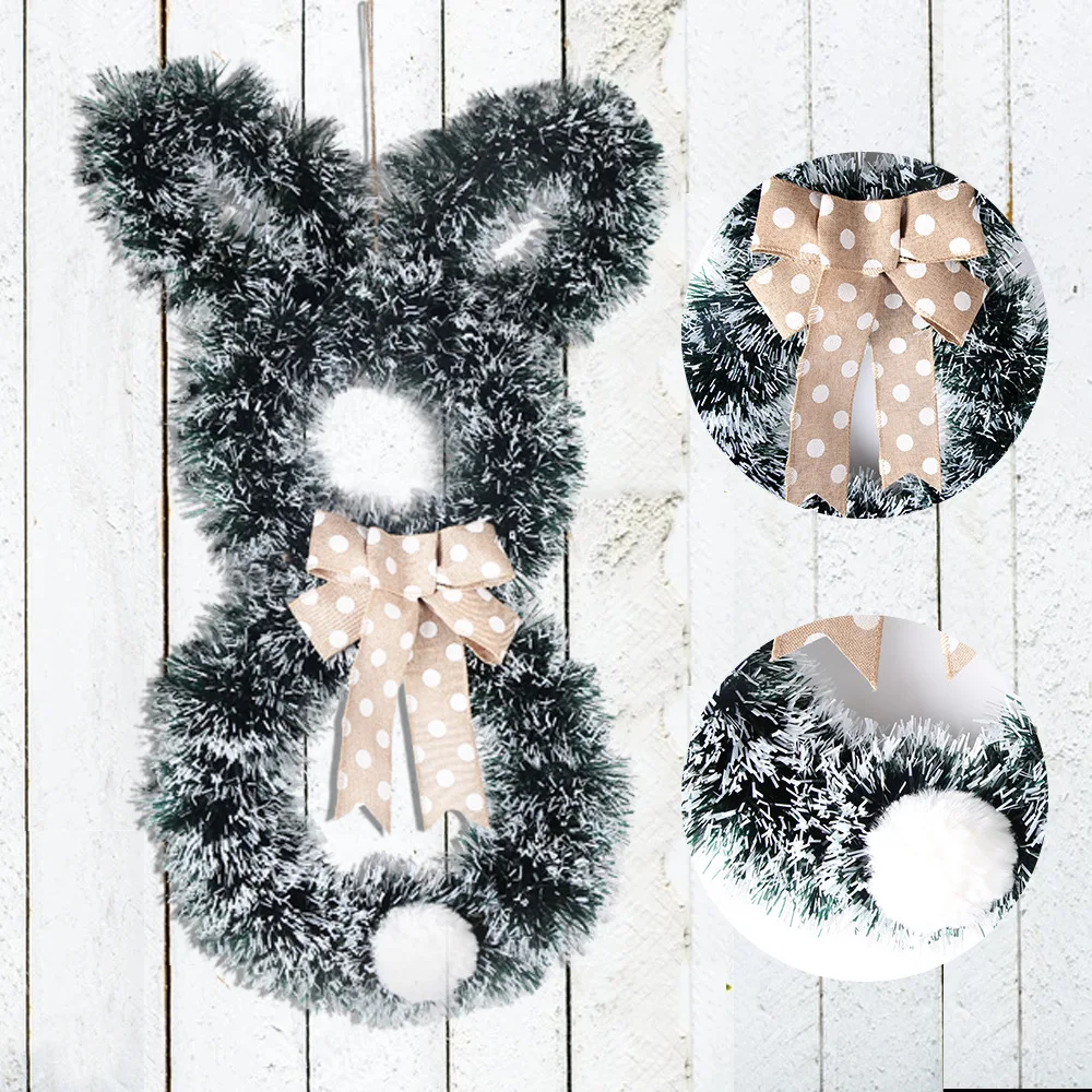 

New Easter Simulation Grass with Light Folding Rabbit Garland Party Decoration Easter Bunny Ornament Door Pendant