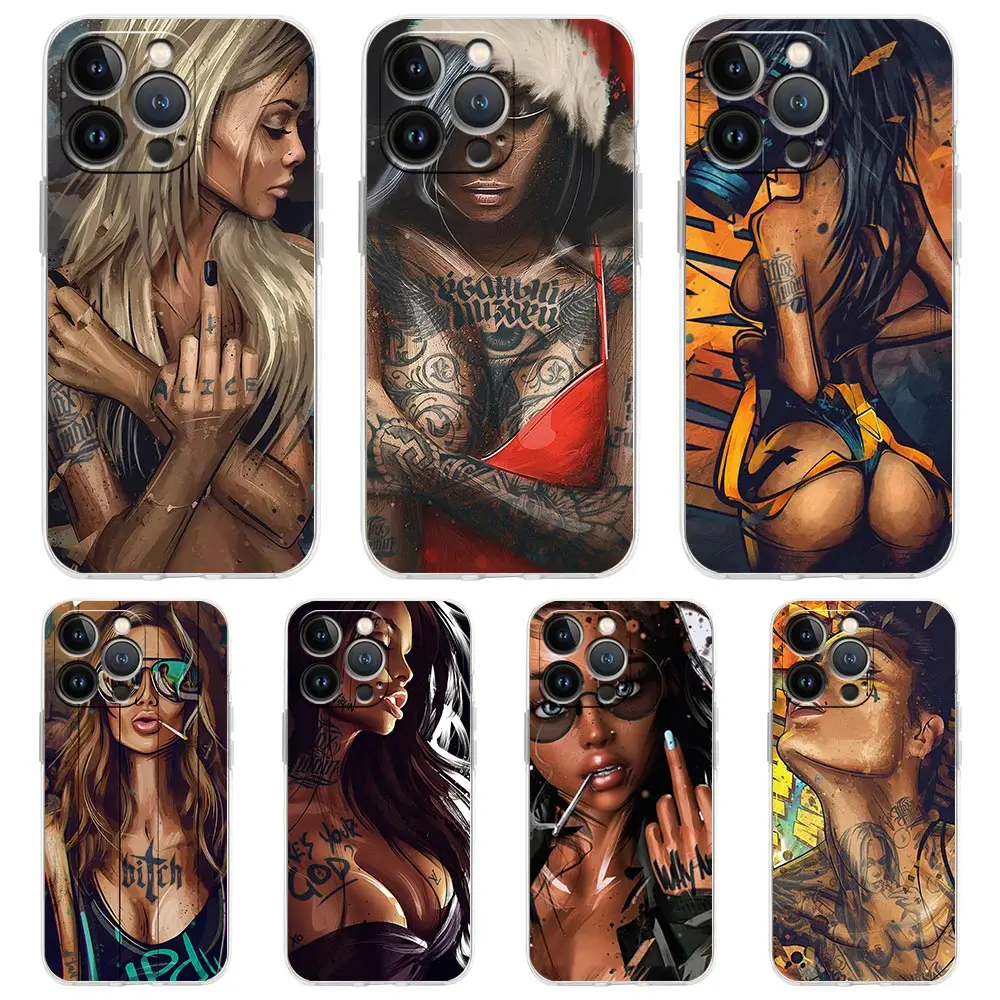 phone case for apple iphone 11 12 13 pro max x xr xs max 6 6s 7 8 plus 13 mini se2 se3 cover coque hot sexy sleeve tattoo girl free global shipping