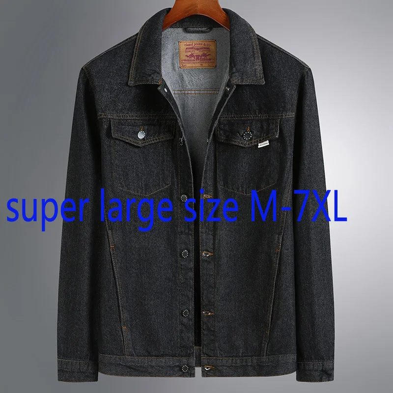 

New Fashion Spring Autumn Super Large Denim Coat Men Cotton Loose Casual Single Breasted Jackets Coats Plus Size S-4XL 5XL6XL7XL