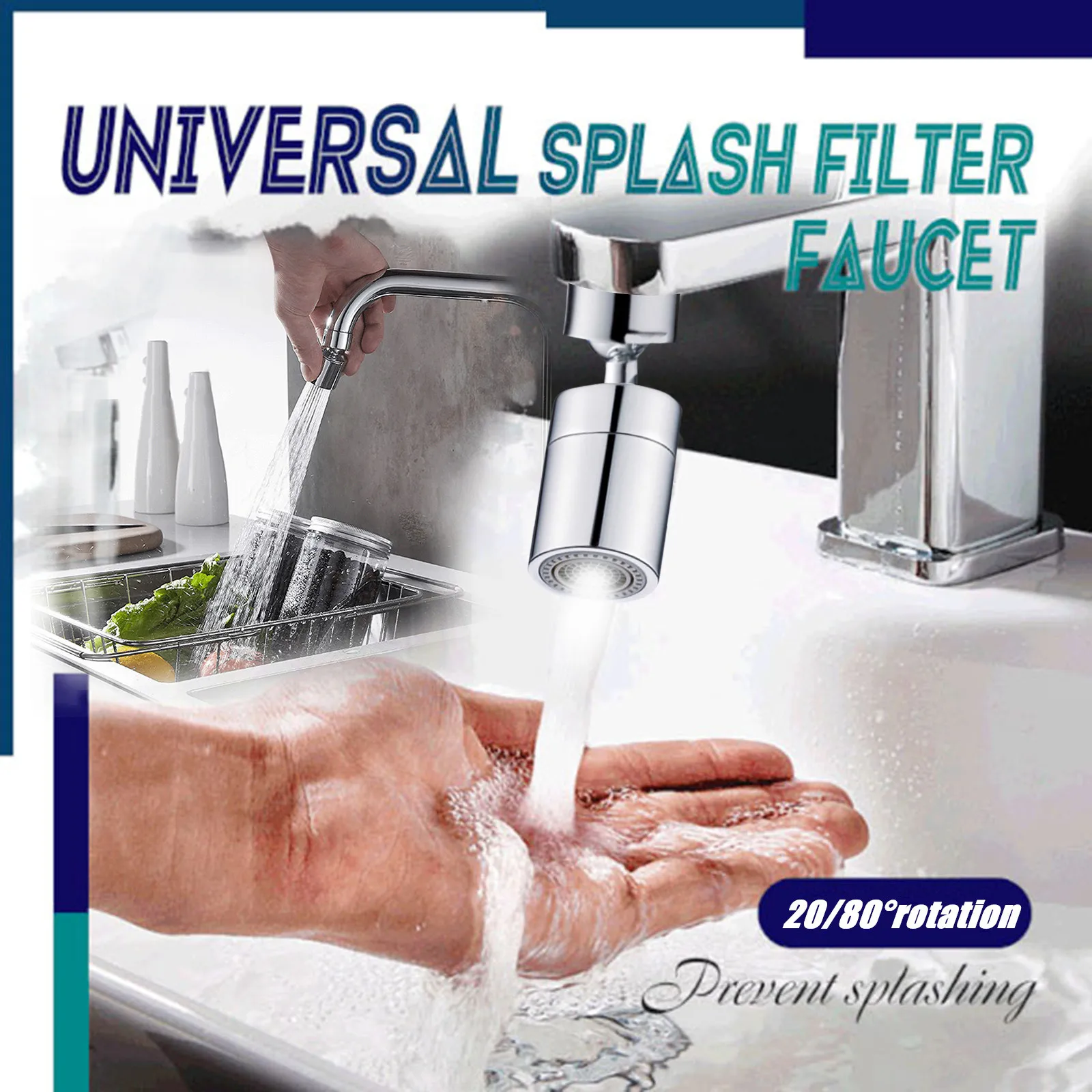 

Faucet Extender Universal Splash Filter Faucet 20/80 Rotate Water Outlet Faucet Adapter Faucet Head Cuisine cozinha