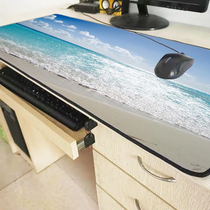 Большой игровой коврик для мыши XGZ Морское небо с застежкой по краю клавиатуры