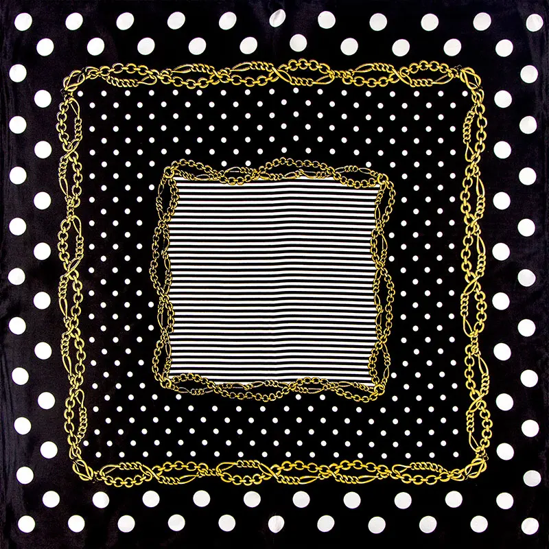 

High-quality Pure Silk Scarf Women Bandana Female Hair Scarf Women's Natural Silk Square Head Scarf for Lady Polka Dots SBS005