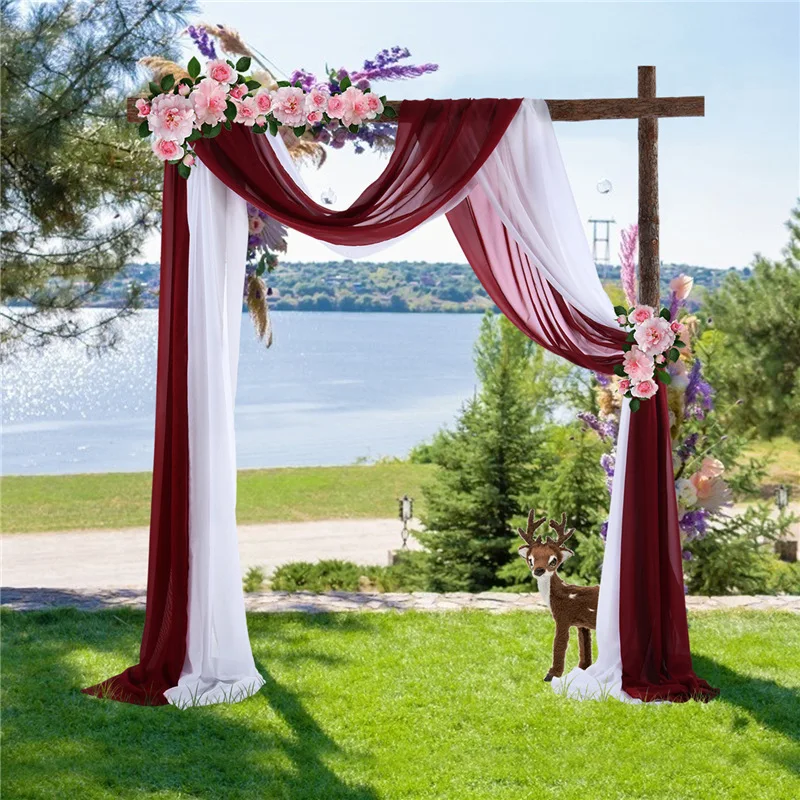 Extra Long Arch Curtain Romantic Sheer Arch Drapes Chiffon Curtain Banquet Ceiling Backdrop Photography Canopy Bed Curtains