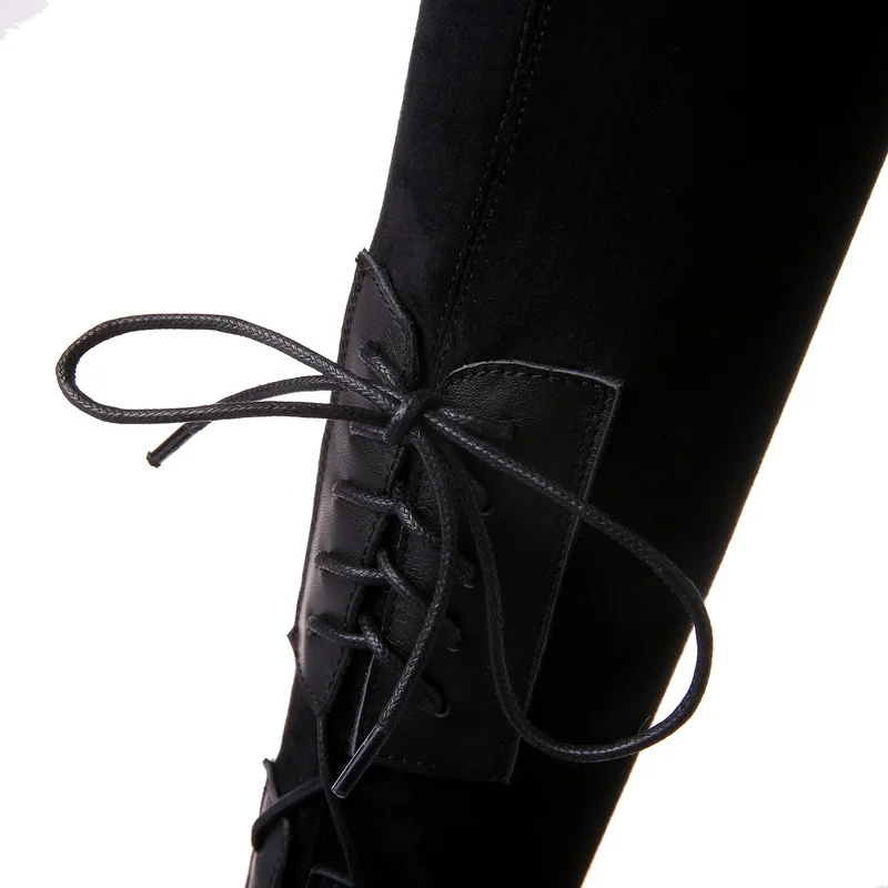 

ZVQ Winter New Fashion Over Knee Boots Outside cross-tied Round Toe High Heels Platform Women Shoes Drop Shipping Size 33-40