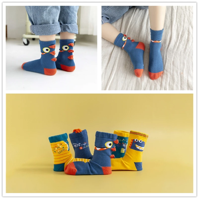 Новинка 2020 года Качественные мягкие хлопковые вязаные носки с динозавром и
