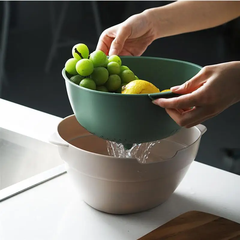 Двухслойная корзина для сушки портативный фильтр мытья риса овощей и фруктов