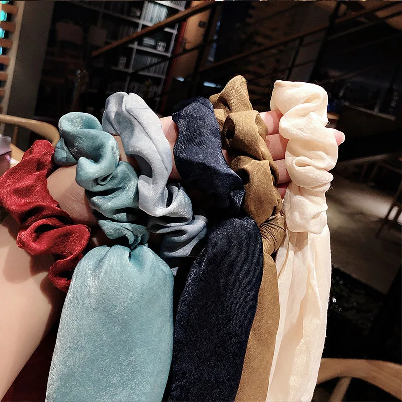 Твердые тесемка шарф резинки для волос женщин галстук веревки хвост держатель