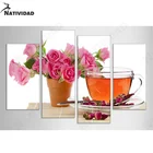 Фотография розовых цветов в горшках растений, Настенная картина на холсте, печать розы, чай, постер для спальни, гостиной, настенное художественное украшение