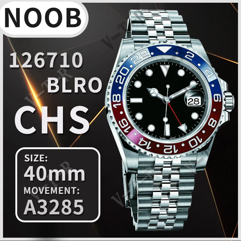 

Men's Automatic Mechanical 40MM GMT Master II 126710 BLRO Coke Real Ceramic 904L SS Noob 1:1 Best Edition on Bracelet A3285 CHS