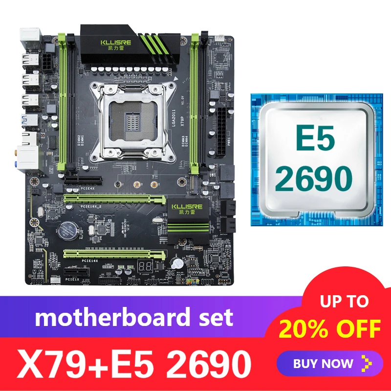 Kllisre X79 комплект материнской платы с Xeon E5 2690 LGA 2011 поддержка DDR3 память ECC Reg ATX USB3.0 SATA3 PCI-E NVME M.2 SSD