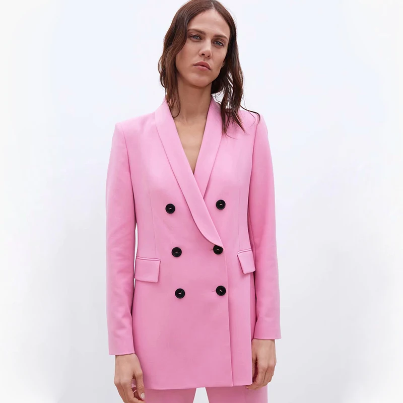 Женский блейзер в полоску ZA розовый желтый повседневный элегантный поп