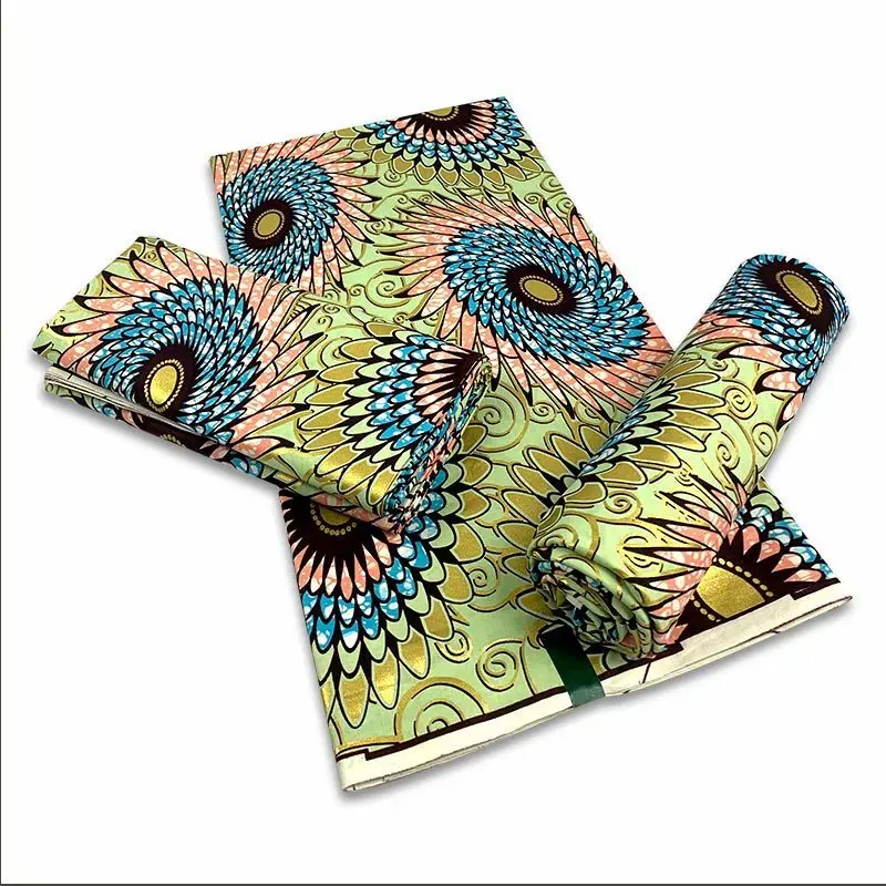 

Blesing 2021 New High Quality Golden Wax Print fabric Tissue Wax African Fabric