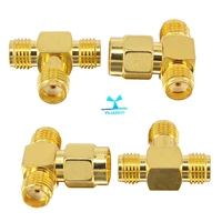 yilianduo 2pces sma male to dual female t shape connector and 2pces sma triple female adapter splitter kit rf electrical wire