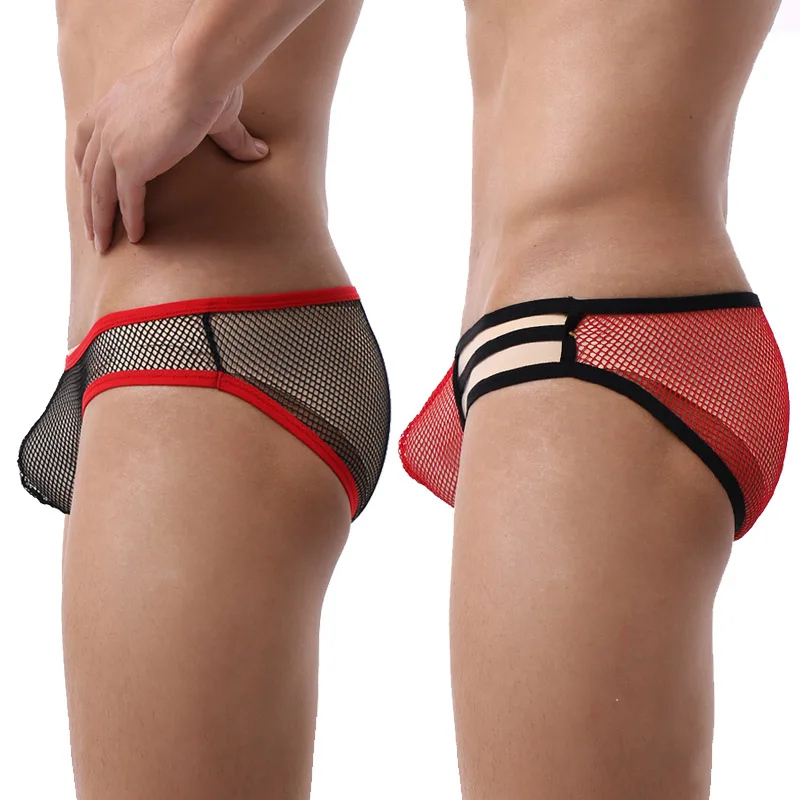 

Sexy Men's Brief Male Transparent Fishnet Low-waist Briefs Panties Mesh Breathable Sexy Gay Underwear