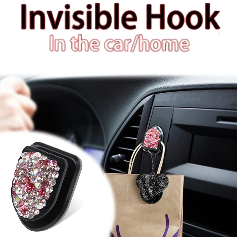 

2Pcs Cute Cartoon Car Hooks Adhesive Plastic Car Hook Organizers Car Back Seat Hooks for Charging Cables Keys Wallets Handbags