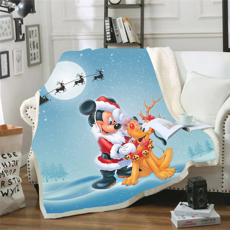 

Disney Merry Christmas Blanket Flannel Mickey Minnie Blanket for Beds Cartoon Throw Blanket Kids Adults Decorations Gifts