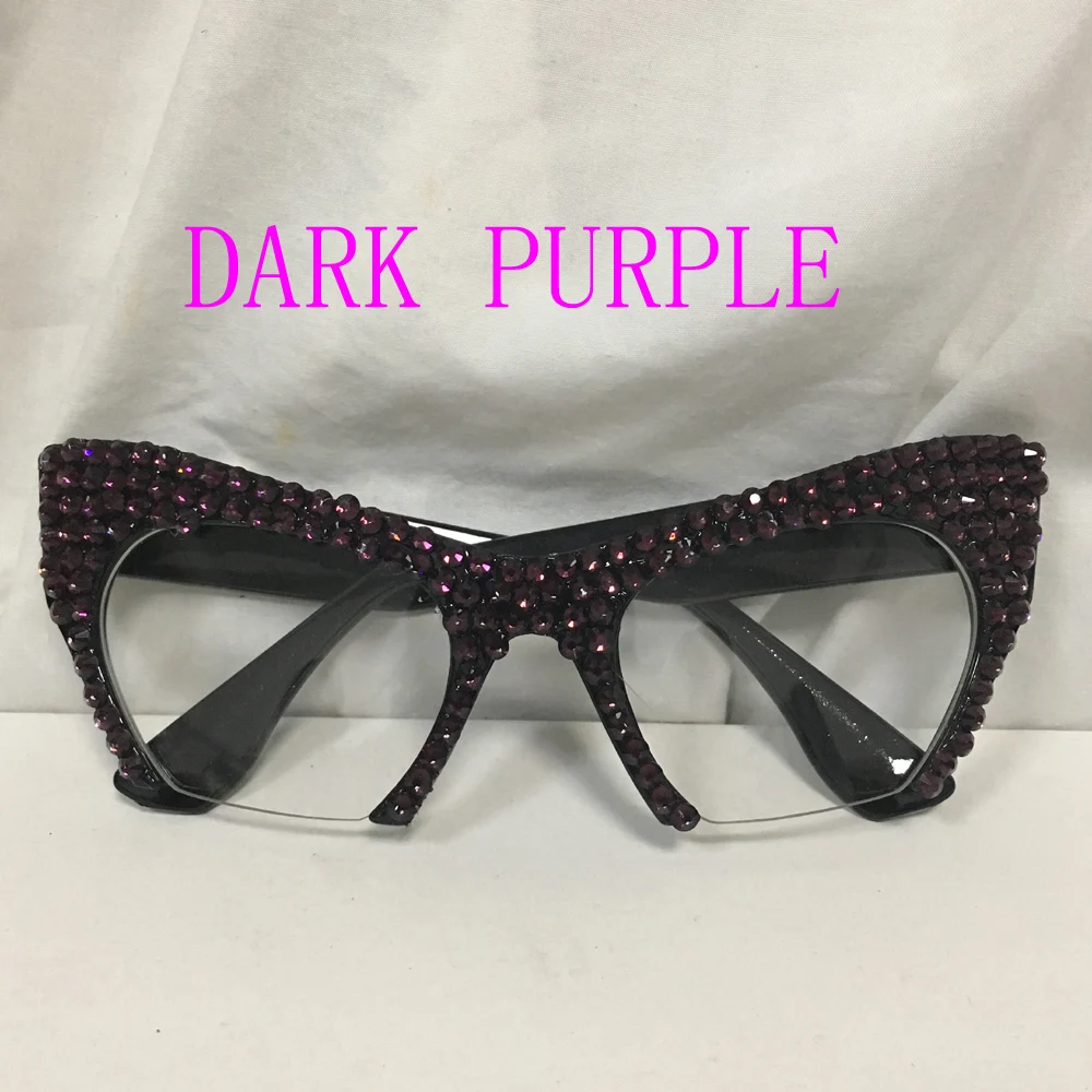 DARK PURPLE Новинка, роскошные женские солнцезащитные очки с кристаллами, стразы, кошачьи глаза, солнцезащитные очки для женщин, украшения, женские дизайнерские очки - Цвет линз: DARK PURPLE