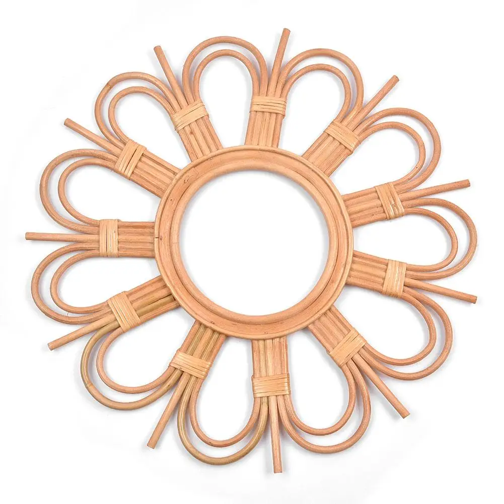 Зеркальный держатель в форме цветка из ротанга инновационное художественное