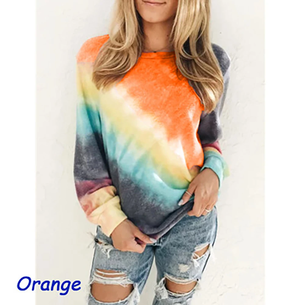 

Spring new women's European and American autumn and winter tops round neck casual long-sleeved printed t-shirt