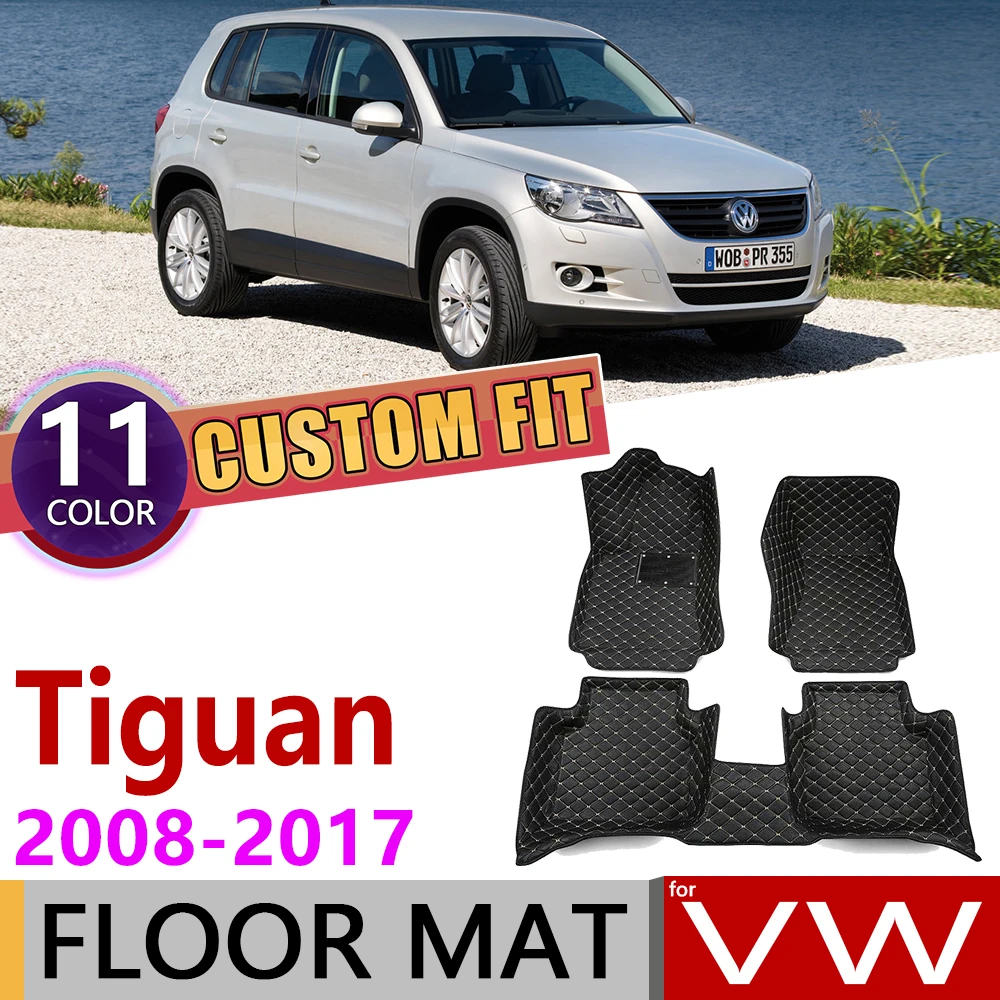 Кожаные автомобильные коврики на заказ для Volkswagen VW Tiguan 2008 ~ 2017 5 мест ног