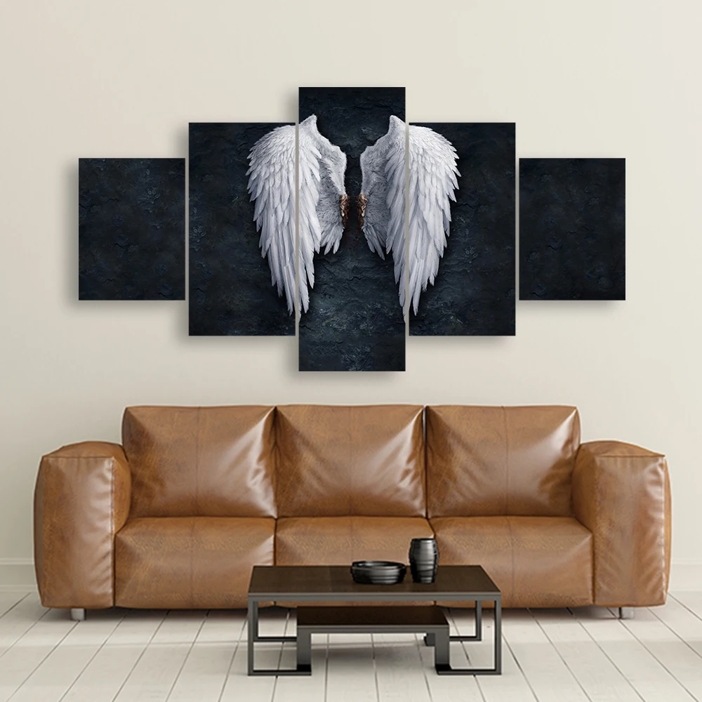 

Abstract Artwork Wall Art Picture Angel Wings Gold Feather Wing HD Print Poster Canvas Painting Home Decor For Living Room Mural