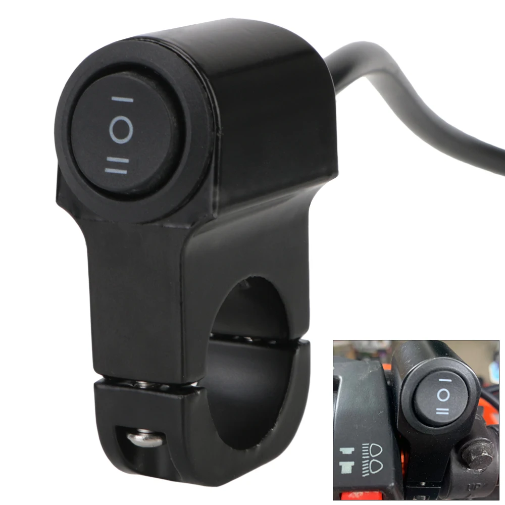 

12V Spotlight Retro Switches Three-position Button Handlebar Headlight Switch 22cm 7/8in Daily Waterproof For ATV Motorcycle