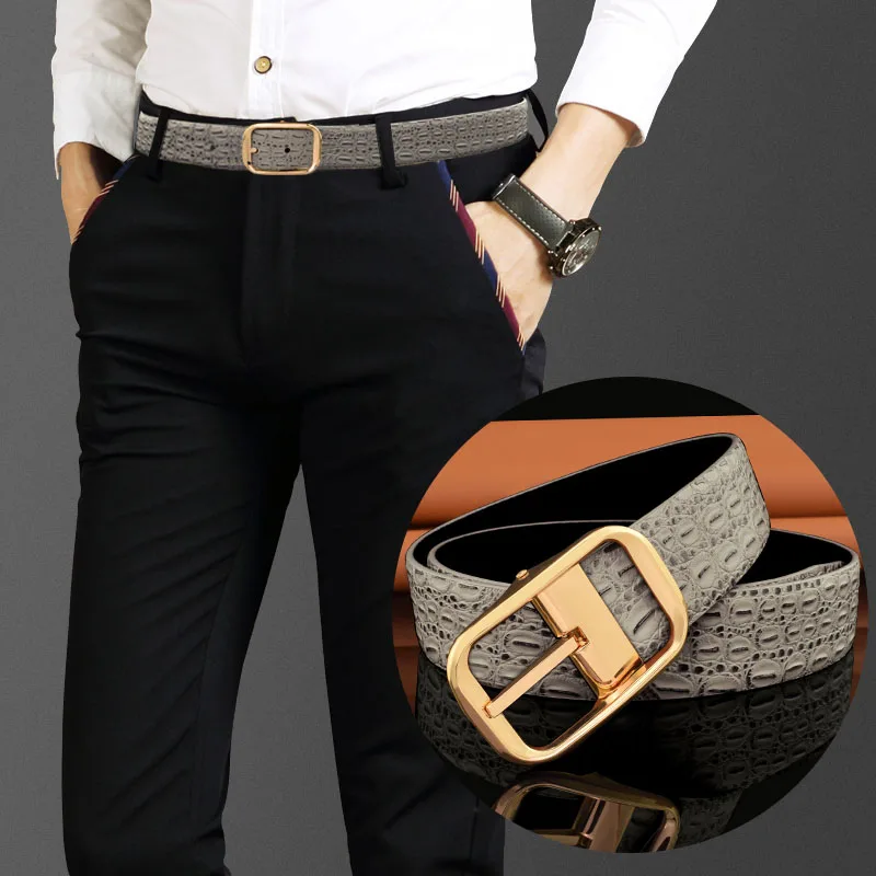 High Quality Coffee Belt Youth Men's Fashion Pin Buckle Full Grain Belt Men's Fancy Jeans Classic Cintos Masculinos