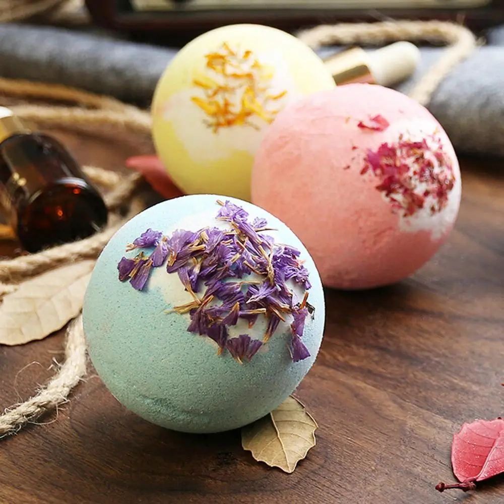 4 Pieces Spa Bath Bombs Gift Set Bath Salt Soap Bombs Essential Oil Bath Fizzer Rose Lavender Calendula Smell Shower Product