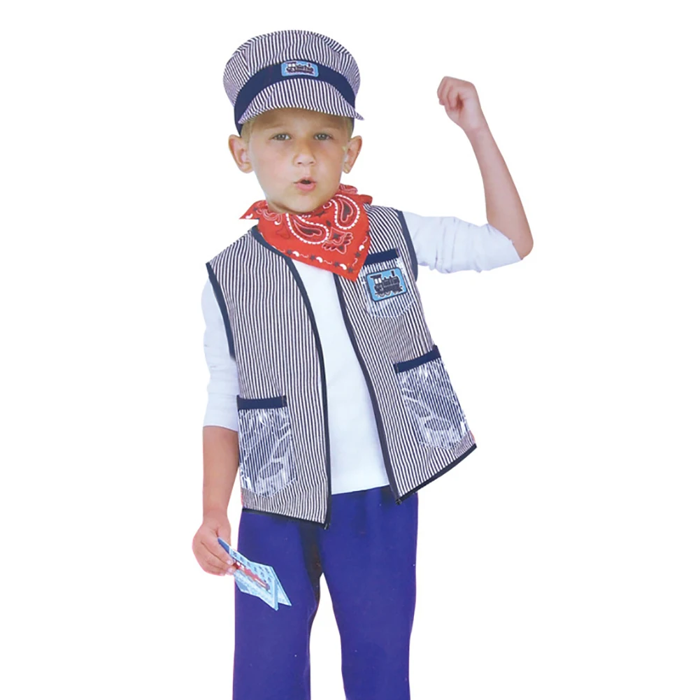 

Kids Train Engineer Conductor Costume Set Prom Role Playing Performance Cosplay Costume Children's Day Clothing Equipment Props