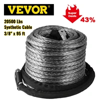 vevor winch rope uhmwpe synthetic 10mm x 29m line max 20500 lbs strength with protective sleeve car atv suv orv towing rope line