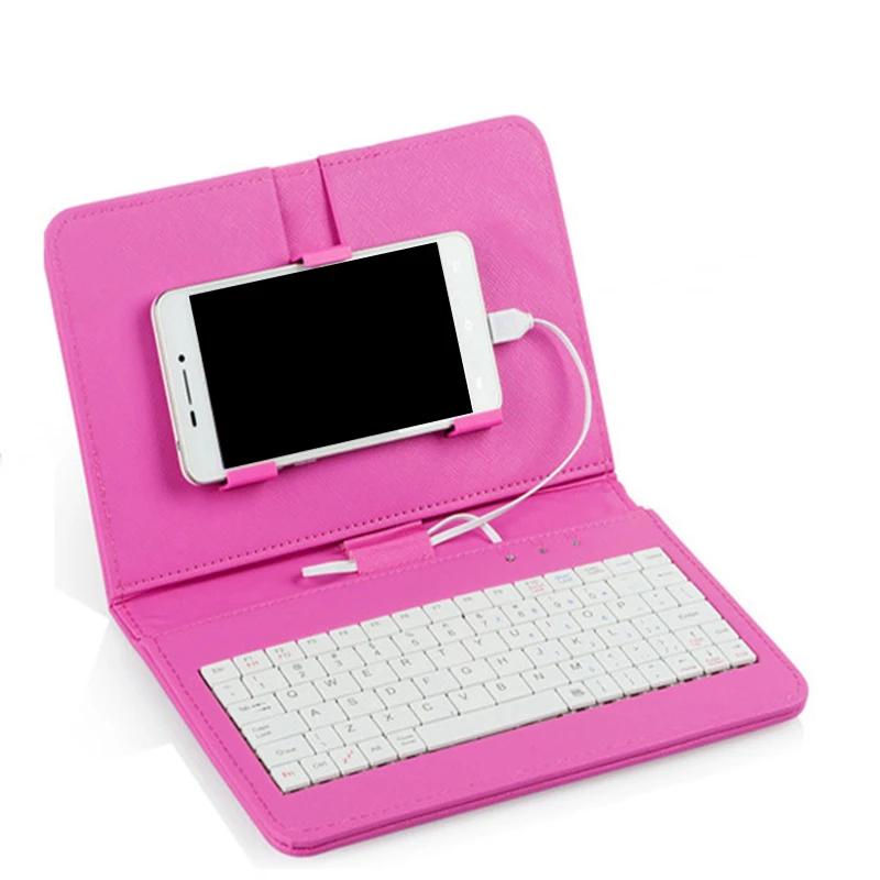 Проводная клавиатура 2 в 1 для телефона универсальная из искусственной кожи